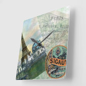 Vintage Travel in Parijs Vierkante Klok (Hoek)