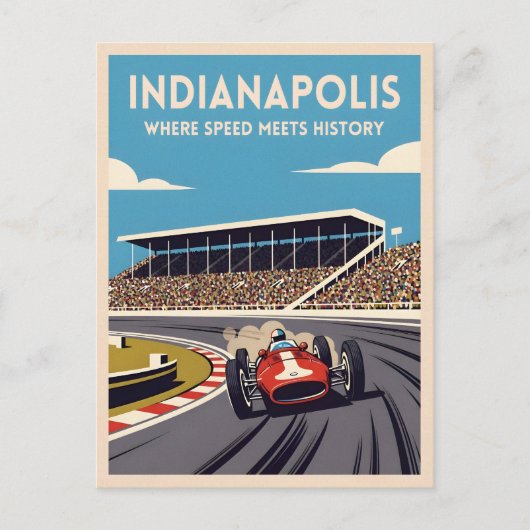 Vintage Travel Indianapolis Indiana Retro Racing Briefkaart (Voorkant)