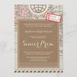 Vintage Travel Invitation Kaart voor Prom Night