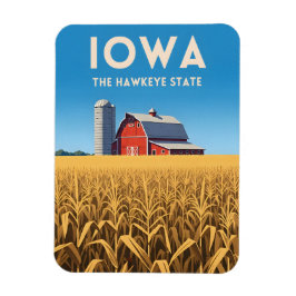 Vintage Travel Iowa Retro Heartland Farm Landscape Magneet