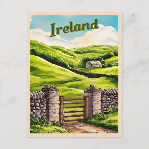Vintage Travel Ireland Countryside Retro Schildera Briefkaart