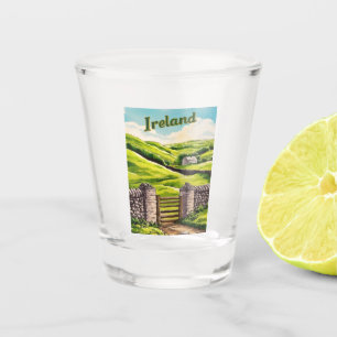 Vintage Travel Ireland Countryside Retro Schildera Shot Glas