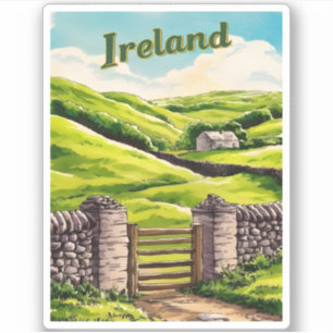 Vintage Travel Ireland Countryside Retro Schildera Sticker