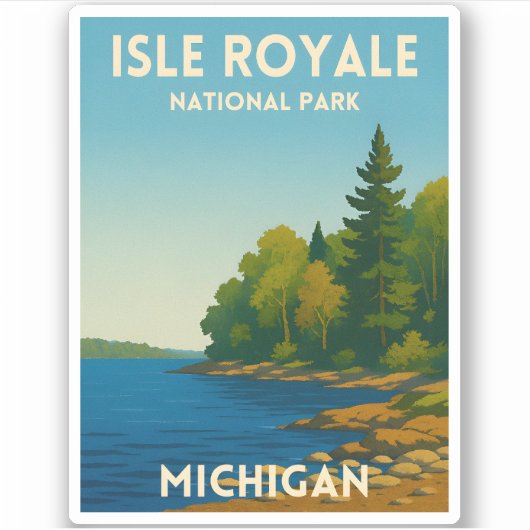Vintage Travel Isle Royale National Park Michigan Sticker (Voorkant)