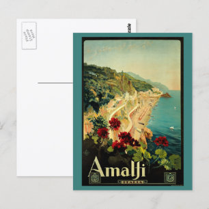 Vintage Travel, Italiaanse kuststrand Amalfi Briefkaart
