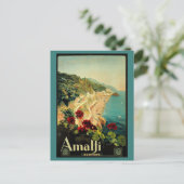 Vintage Travel, Italiaanse kuststrand Amalfi Briefkaart (Staand voorkant)