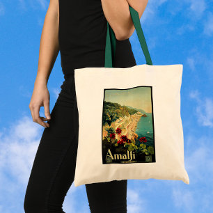 Vintage Travel, Italiaanse kuststrand Amalfi Tote Bag