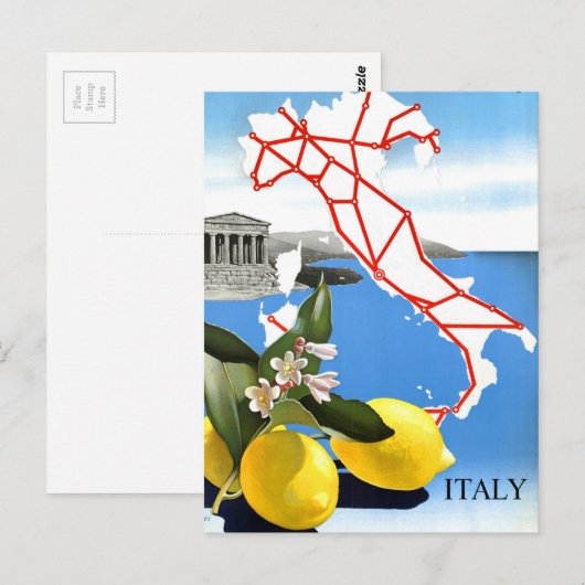 Vintage Travel Italië Pantheon Rome Briefkaart (Voorkant / Achterkant)