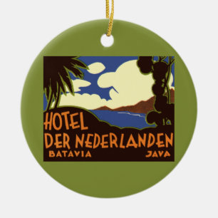 Vintage Travel Jakarta Indonesia hotel Nederlanden Keramisch Ornament