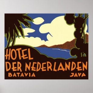 Vintage Travel Jakarta Indonesia hotel Nederlanden Poster