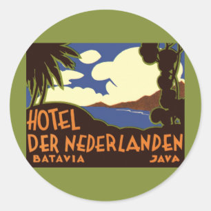 Vintage Travel Jakarta Indonesia hotel Nederlanden Ronde Sticker