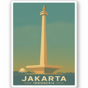 Vintage Travel Jakarta Indonesië Retro Graphic Sticker