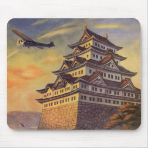 Vintage Travel Japan, Japans Pagoda vliegtuig Muismat