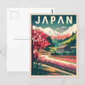 Vintage Travel Japan Sakura Cherry Blossom Briefkaart (Voorkant / Achterkant)