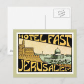Vintage Travel Jerusalem Hotel Label Art Briefkaart (Voorkant / Achterkant)