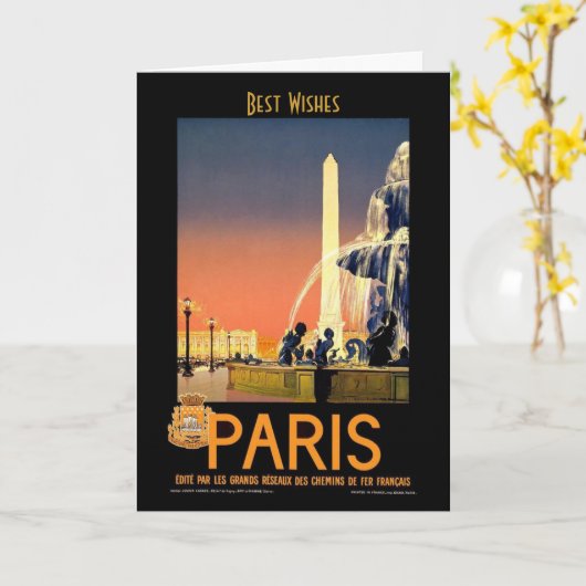 Vintage Travel Kaart Paris (Gele Bloem)