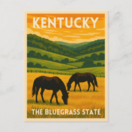Vintage Travel Kentucky Horses Retro Graphic Briefkaart