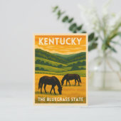 Vintage Travel Kentucky Horses Retro Graphic Briefkaart (Staand voorkant)
