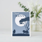 Vintage Travel Kenya Africa Lion Briefkaart (Staand voorkant)