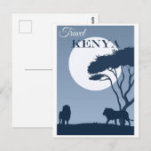 Vintage Travel Kenya Africa Lion Briefkaart (Voorkant / Achterkant)