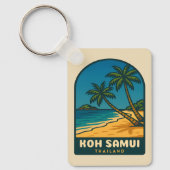 Vintage Travel Koh Samui Thailand Retro Beach Sleutelhanger (Voorkant)