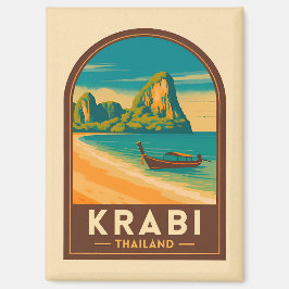Vintage Travel Krabi Thailand Railay Beach Retro Magneet