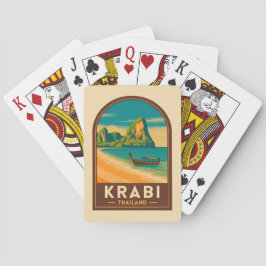 Vintage Travel Krabi Thailand Railay Beach Retro Pokerkaarten