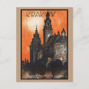 Vintage Travel Krakow Poland Railways Briefkaart