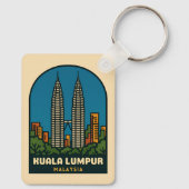 Vintage Travel Kuala Lumpur Malaysia Retro Style Sleutelhanger (Achterkant)
