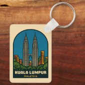 Vintage Travel Kuala Lumpur Malaysia Retro Style Sleutelhanger (Achterkant)
