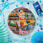 Vintage Travel Labels Papieren Bordje (Feest)