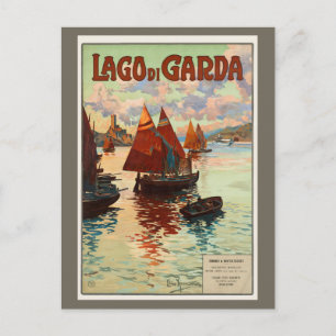 Vintage Travel, Lago di Garda, Lake Garda, Italië Briefkaart