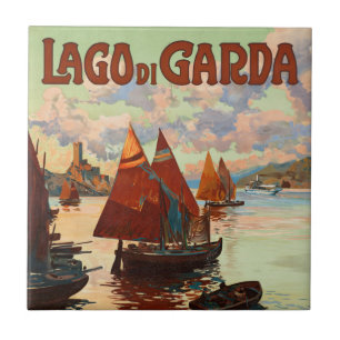 Vintage Travel, Lago di Garda, Lake Garda, Italië Tegeltje