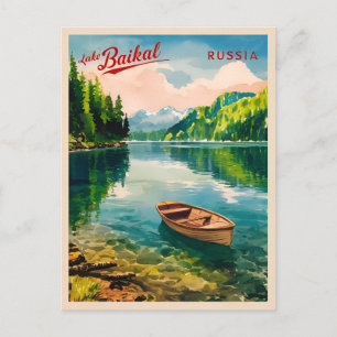 Vintage Travel Lake Baikal Rusland Retro Schildera Briefkaart