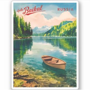 Vintage Travel Lake Baikal Rusland Retro Schildera Sticker