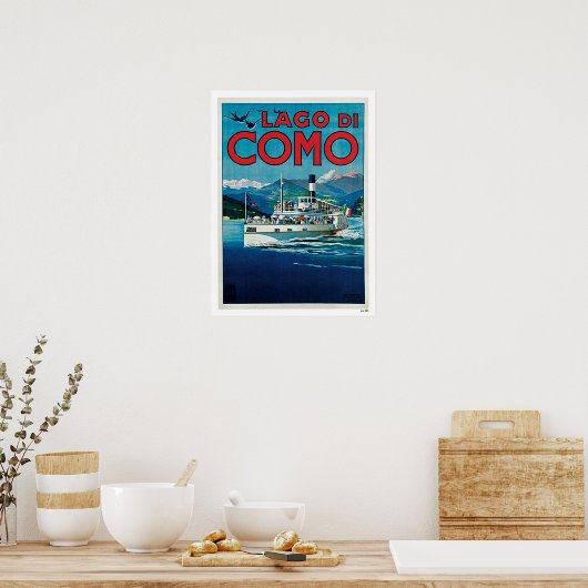 Vintage Travel Lake Como Italië Poster (Keuken)