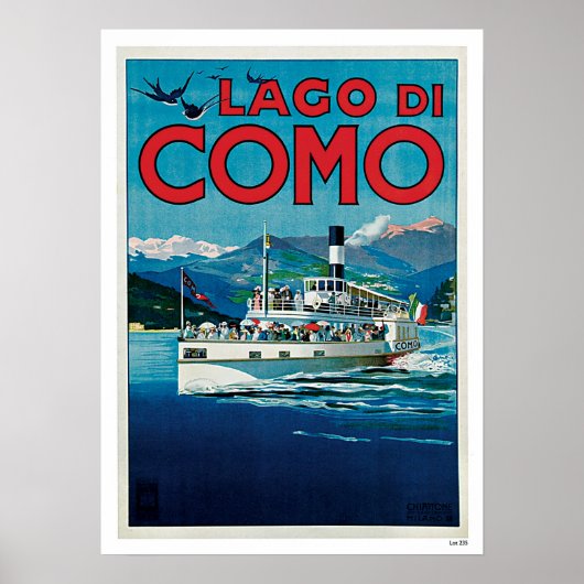 Vintage Travel Lake Como Italië Poster (Voorkant)