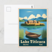Vintage Travel Lake Titicaca Zuid-Amerika Schilder Briefkaart (Voorkant / Achterkant)