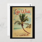 Vintage Travel Lake Worth Palm Tree Briefkaart (Voorkant / Achterkant)