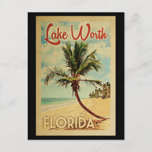 Vintage Travel Lake Worth Palm Tree Briefkaart