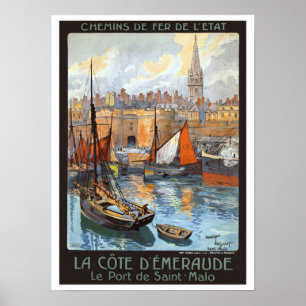 Vintage Travel Le Port de Saint Malo France Poster