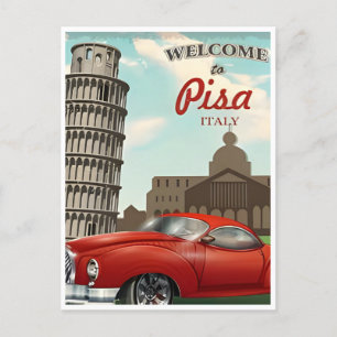 Vintage Travel Leaning Tower of Pisa Italië Briefkaart
