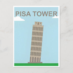 Vintage Travel Leaning Tower of Pisa Italië Briefkaart