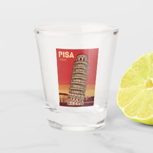 Vintage Travel Leaning Tower of Pisa Retro Schilde Shot Glas