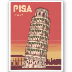Vintage Travel Leaning Tower of Pisa Retro Schilde Sticker