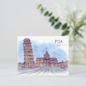 Vintage Travel Leaning Tower van Pisa Retro Briefkaart (Staand voorkant)