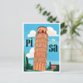 Vintage Travel Leaning Tower van Pisa Retro Briefkaart (Staand voorkant)