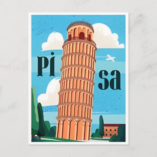Vintage Travel Leaning Tower van Pisa Retro Briefkaart (Voorkant)