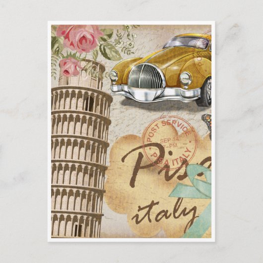Vintage Travel Leaning Tower van Pisa Retro Briefkaart (Voorkant)