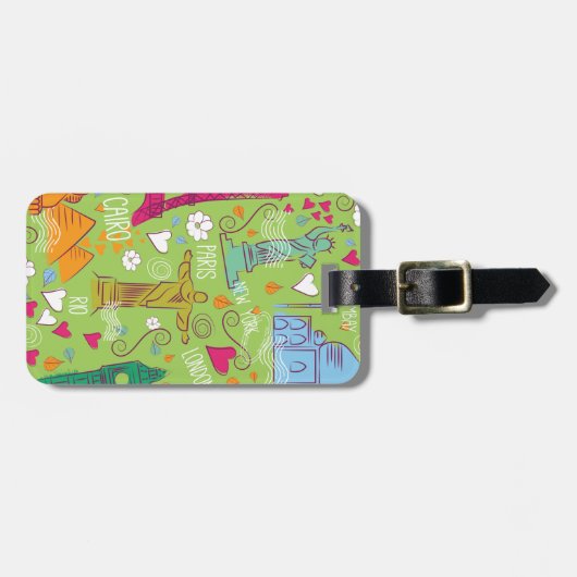 vintage Travel locatiepatroon Bagagelabel (Voorkant horizontaal)